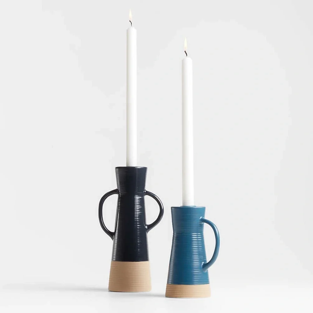 Crate&Barrel Sibely Ceramic Taper Candle Holders